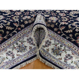 Shahbanu Rugs Blue Nain Wool And Silk All Over Design 250 KPSI Hand Knotted Oriental Rug (8'0" x 10'2") - 8'0" x 10'2"
