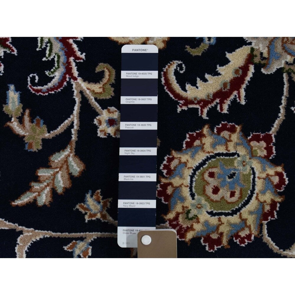 Shahbanu Rugs Blue Nain Wool And Silk All Over Design 250 KPSI Hand Knotted Oriental Rug (8'0" x 10'2") - 8'0" x 10'2"