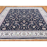 Shahbanu Rugs Blue Nain Wool And Silk All Over Design 250 KPSI Hand Knotted Oriental Rug (8'0" x 10'2") - 8'0" x 10'2"