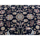 Shahbanu Rugs Blue Nain Wool And Silk All Over Design 250 KPSI Hand Knotted Oriental Rug (8'0" x 10'2") - 8'0" x 10'2"