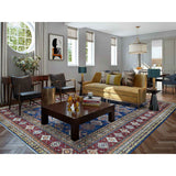 Shahbanu Rugs Blue Super Kazak Afghan Wool Geometric Design Hand Knotted Oriental Rug (8'3" x 9'9") - 8'3" x 9'9"