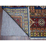 Shahbanu Rugs Blue Super Kazak Afghan Wool Geometric Design Hand Knotted Oriental Rug (8'3" x 9'9") - 8'3" x 9'9"