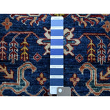 Shahbanu Rugs Blue Super Kazak Geometric Design Pure Wool Hand-Knotted Runner Rug (2'6" x 8'6") - 2'6" x 8'6"