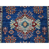 Shahbanu Rugs Blue Super Kazak Pure Wool Geometric Design Hand-Knotted Oriental Rug (3'0" x 4'0") - 3'0" x 4'0"