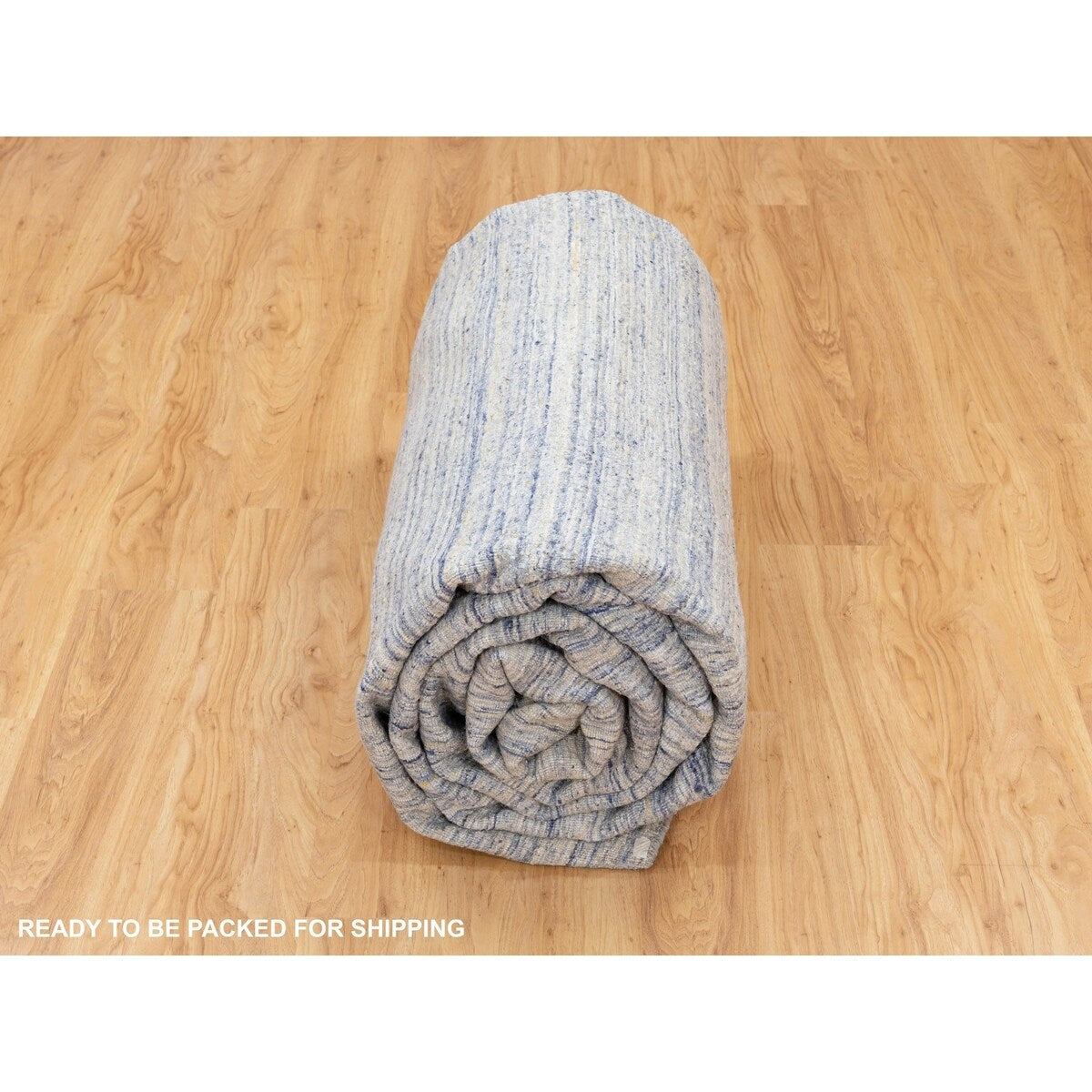 Shahbanu Rugs Blue Variegated Design Hand Loomed Pure Wool Modern Square Oriental Ru (12'0" x 12'0") - 12'0" x 12'0"