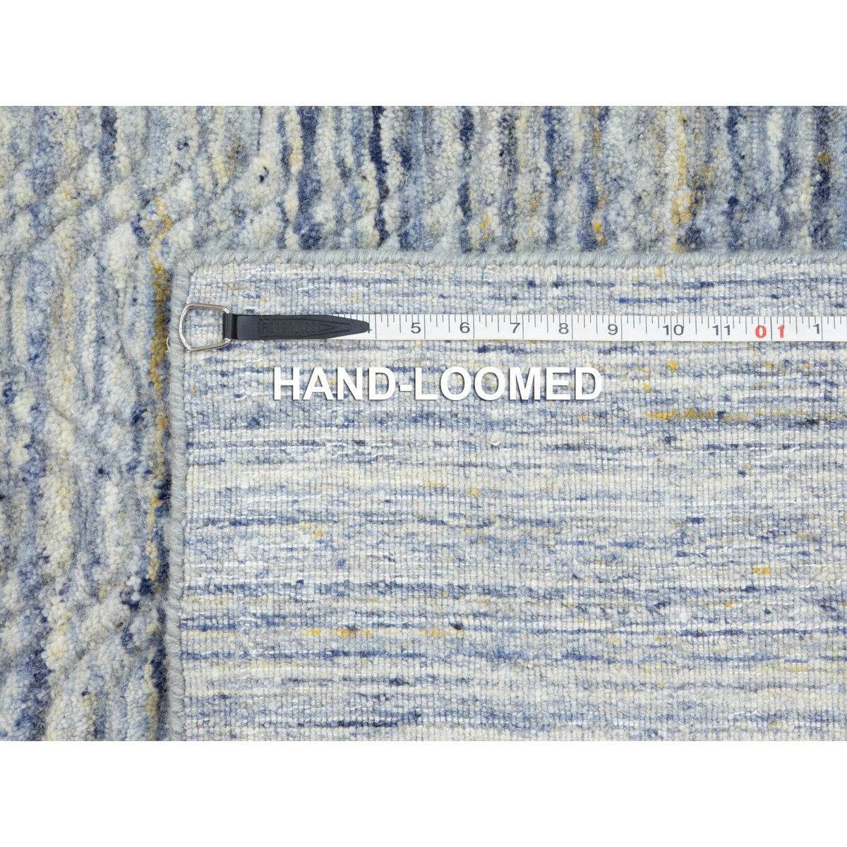 Shahbanu Rugs Blue Variegated Design Hand Loomed Pure Wool Modern Square Oriental Ru (12'0" x 12'0") - 12'0" x 12'0"