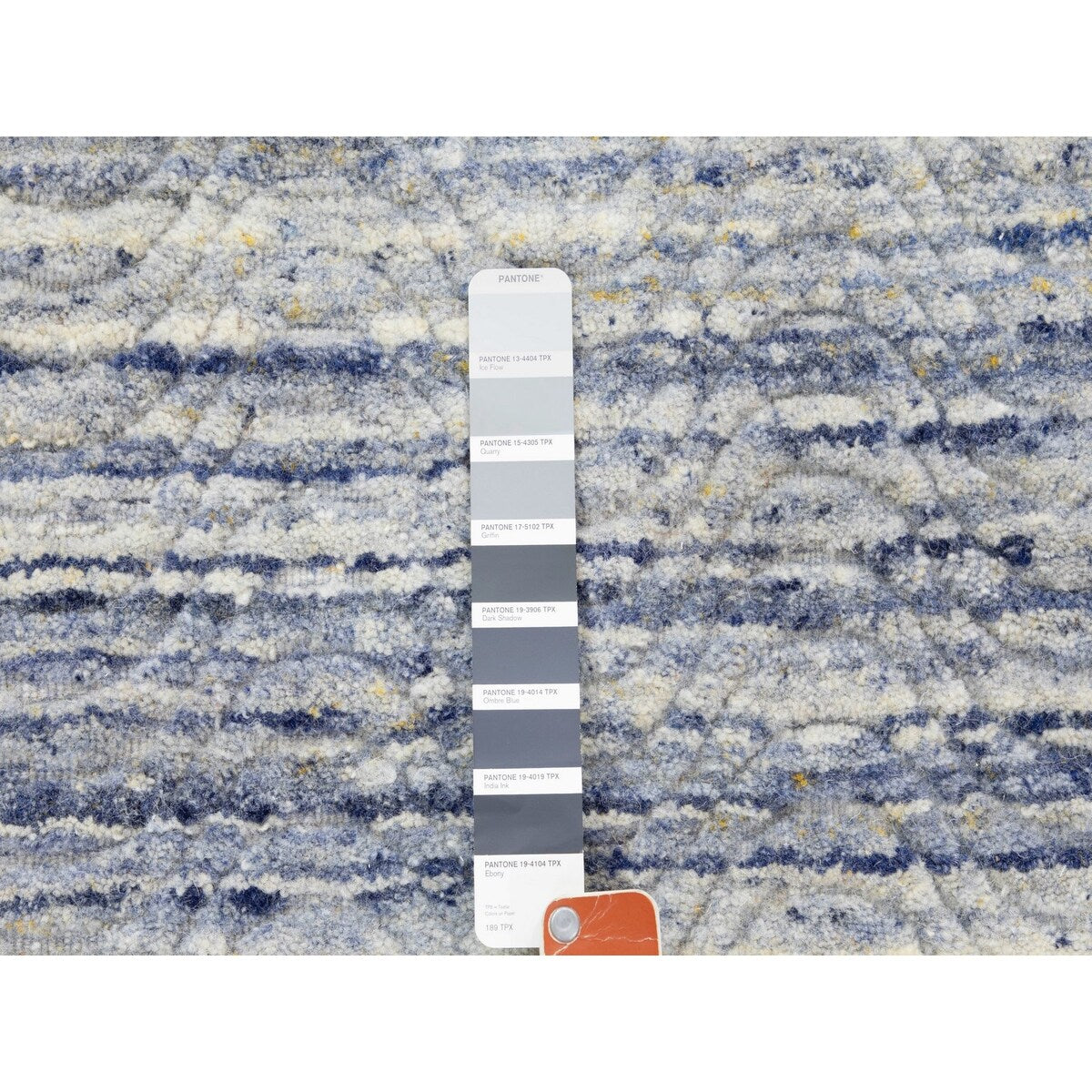 Shahbanu Rugs Blue Variegated Design Hand Loomed Pure Wool Modern Square Oriental Ru (12'0" x 12'0") - 12'0" x 12'0"