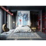 Shahbanu Rugs Blue Vintage Look Kazak All Over Design Pure Wool Hand Knotted Oriental Rug (9'10" x 13'7") - 9'10" x 13'7"