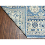 Shahbanu Rugs Blue Vintage Look Kazak All Over Design Pure Wool Hand Knotted Oriental Rug (9'10" x 13'7") - 9'10" x 13'7"