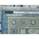 Shahbanu Rugs Blue Vintage Look Kazak All Over Design Pure Wool Hand Knotted Oriental Rug (9'10" x 13'7") - 9'10" x 13'7"