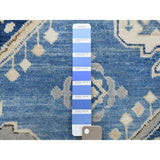 Shahbanu Rugs Blue Vintage Look Kazak All Over Design Pure Wool Hand Knotted Oriental Rug (9'10" x 13'7") - 9'10" x 13'7"