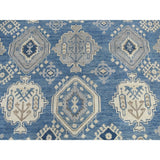 Shahbanu Rugs Blue Vintage Look Kazak All Over Design Pure Wool Hand Knotted Oriental Rug (9'10" x 13'7") - 9'10" x 13'7"
