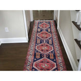 Shahbanu Rugs Blue Vintage North West Persian Serab Wide Runner Hand-Knotted Rug (3'5" x 10'3") - 3'5" x 10'3"