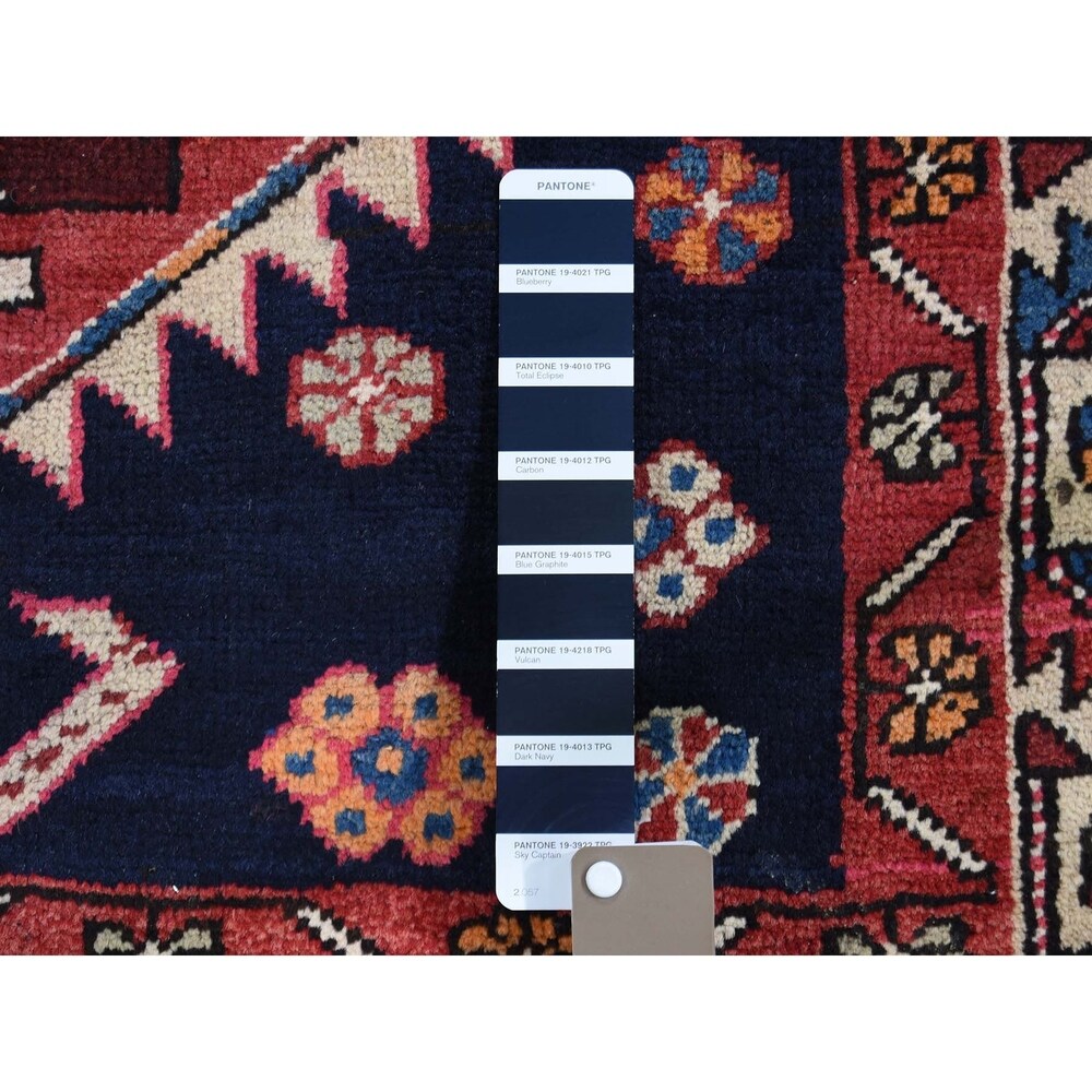 Shahbanu Rugs Blue Vintage North West Persian Serab Wide Runner Hand-Knotted Rug (3'5" x 10'3") - 3'5" x 10'3"