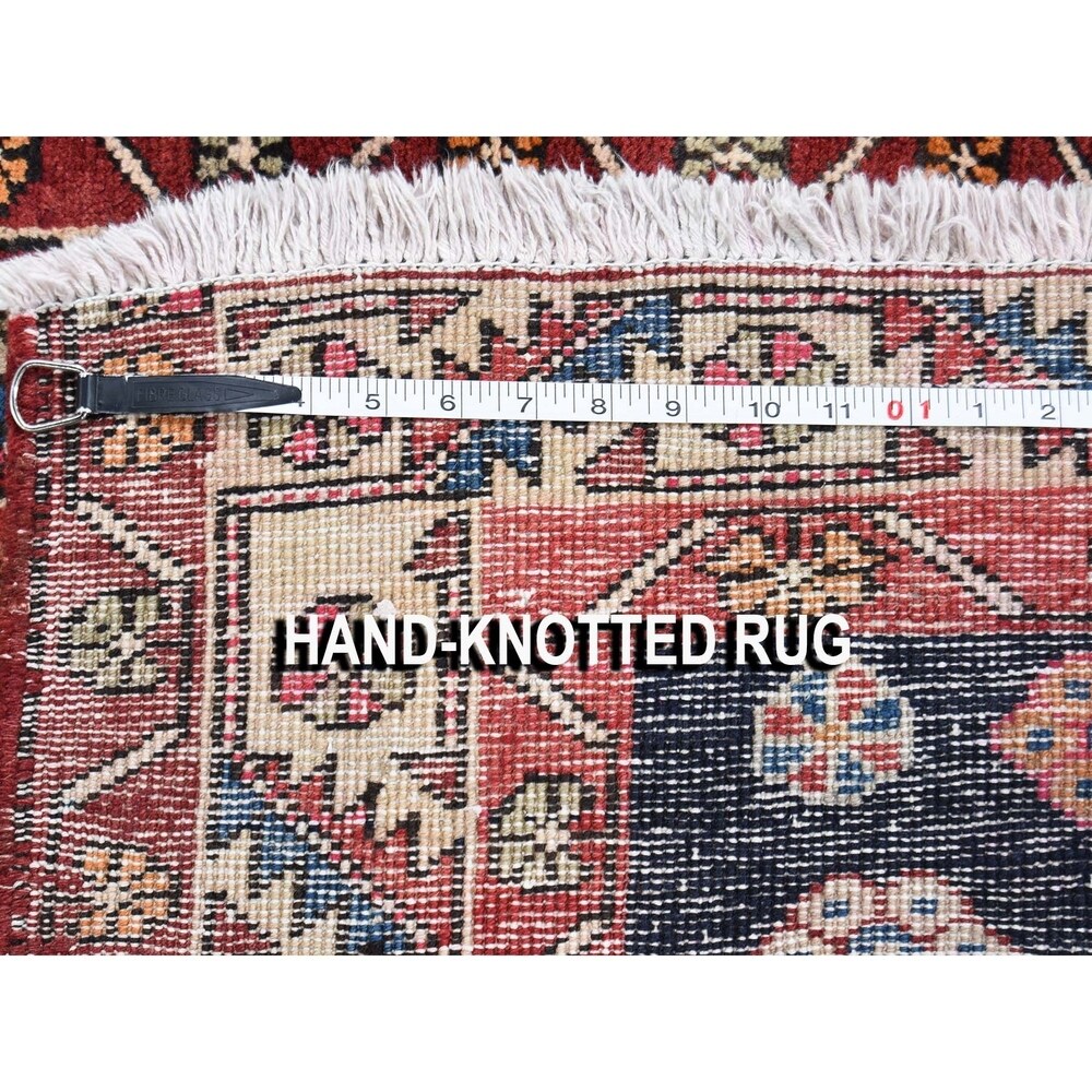 Shahbanu Rugs Blue Vintage North West Persian Serab Wide Runner Hand-Knotted Rug (3'5" x 10'3") - 3'5" x 10'3"