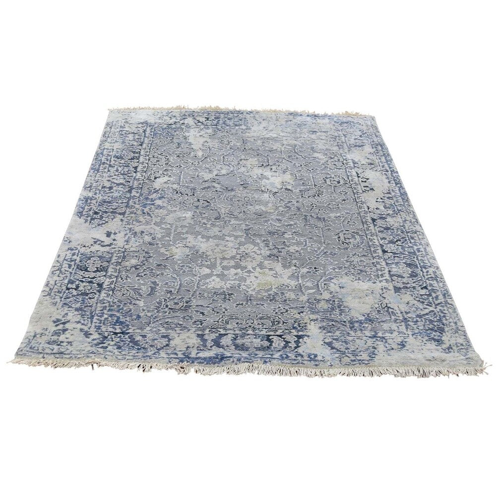 Shahbanu Rugs Broken Persian Erased Design with Pure Silk Hand-Knotted Oriental Rug (3'1" x 5'2") - 3'1" x 5'2" - 3'1" x 5'2"