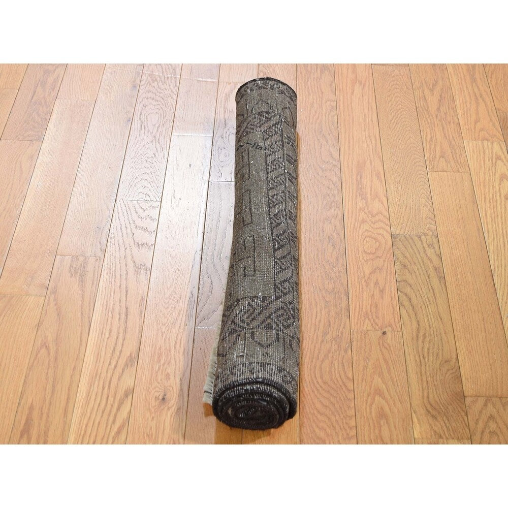 Shahbanu Rugs Brown Vintage Afghan Baluch Natural Colors Hand-Knotted Pure Wool Rug (2'9" x 4'0") - 2'9" x 4'0"