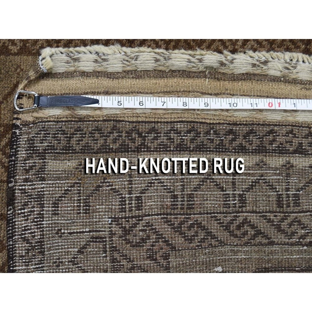 Shahbanu Rugs Brown Vintage Afghan Baluch Natural Colors Hand-Knotted Pure Wool Rug (2'9" x 4'0") - 2'9" x 4'0"