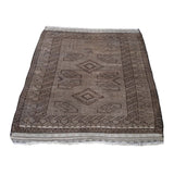Shahbanu Rugs Brown Vintage Afghan Baluch Natural Colors Hand-Knotted Pure Wool Rug (2'9" x 4'0") - 2'9" x 4'0"