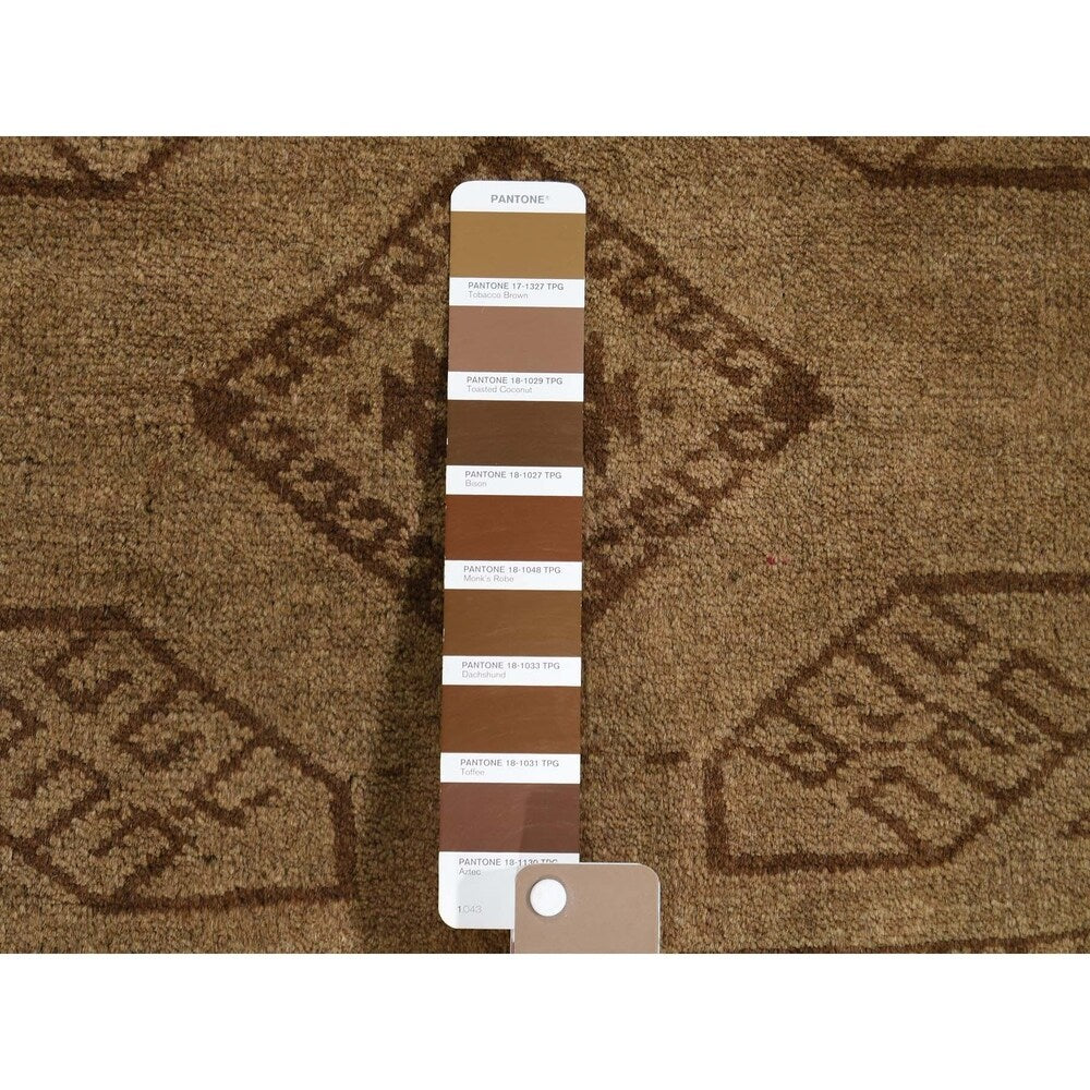 Shahbanu Rugs Brown Vintage Afghan Baluch Natural Colors Hand-Knotted Pure Wool Rug (2'9" x 4'0") - 2'9" x 4'0"