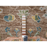 Shahbanu Rugs Brown, Hand Knotted, Pure Wool, Supple Collection Thick and Plush, Oushak Design, Oriental Rug (9'0" x 11'10")