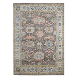 Shahbanu Rugs Brown, Hand Knotted, Pure Wool, Supple Collection Thick and Plush, Oushak Design, Oriental Rug (9'0" x 11'10")