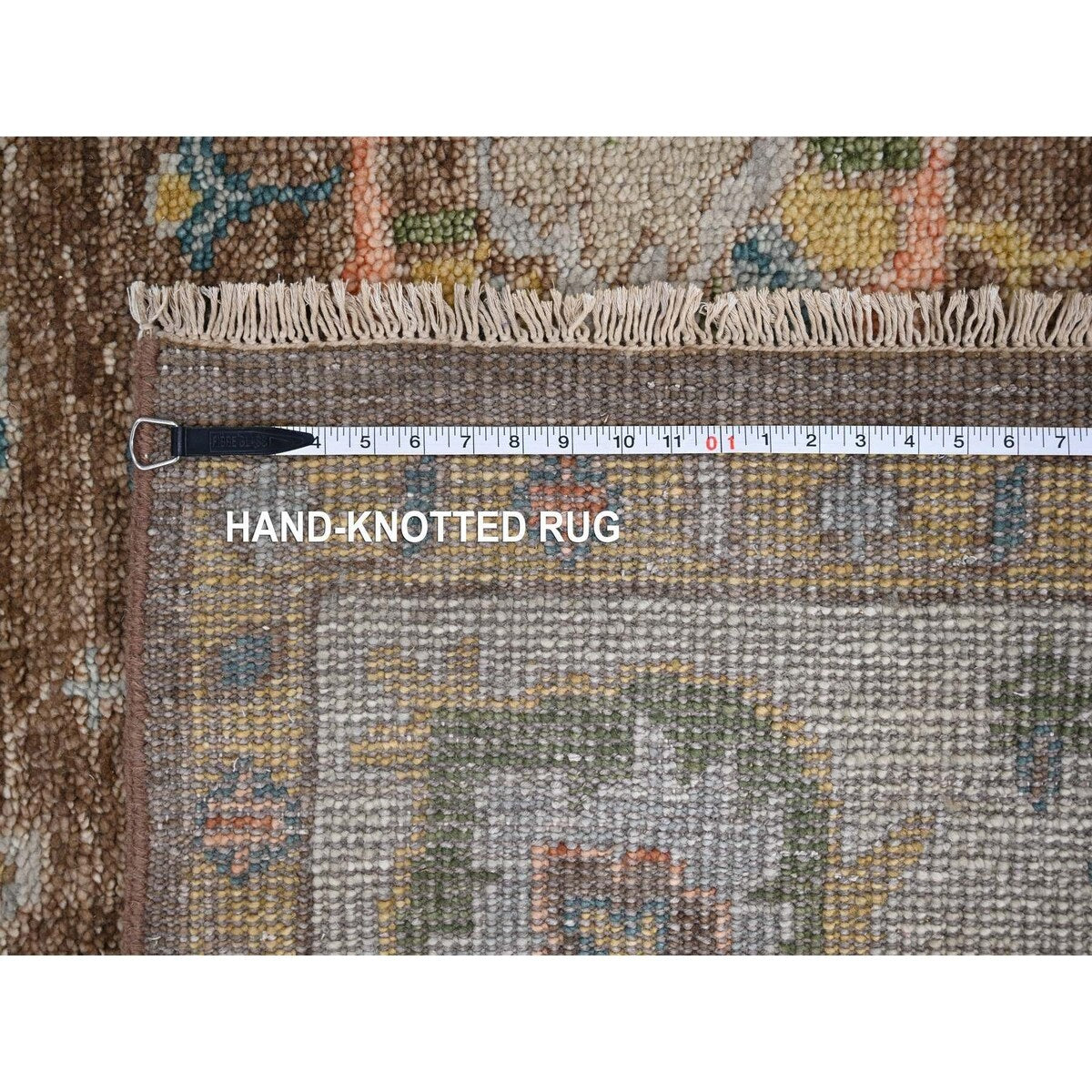 Shahbanu Rugs Brown, Hand Knotted, Pure Wool, Supple Collection Thick and Plush, Oushak Design, Oriental Rug (9'0" x 11'10")