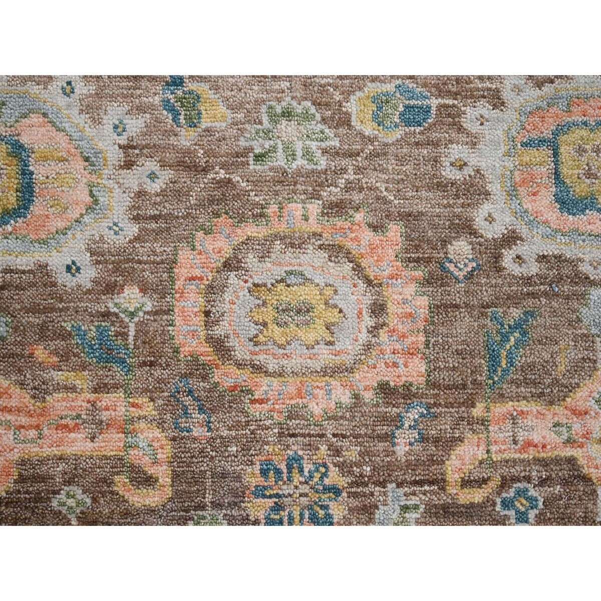 Shahbanu Rugs Brown, Hand Knotted, Pure Wool, Supple Collection Thick and Plush, Oushak Design, Oriental Rug (9'0" x 11'10")