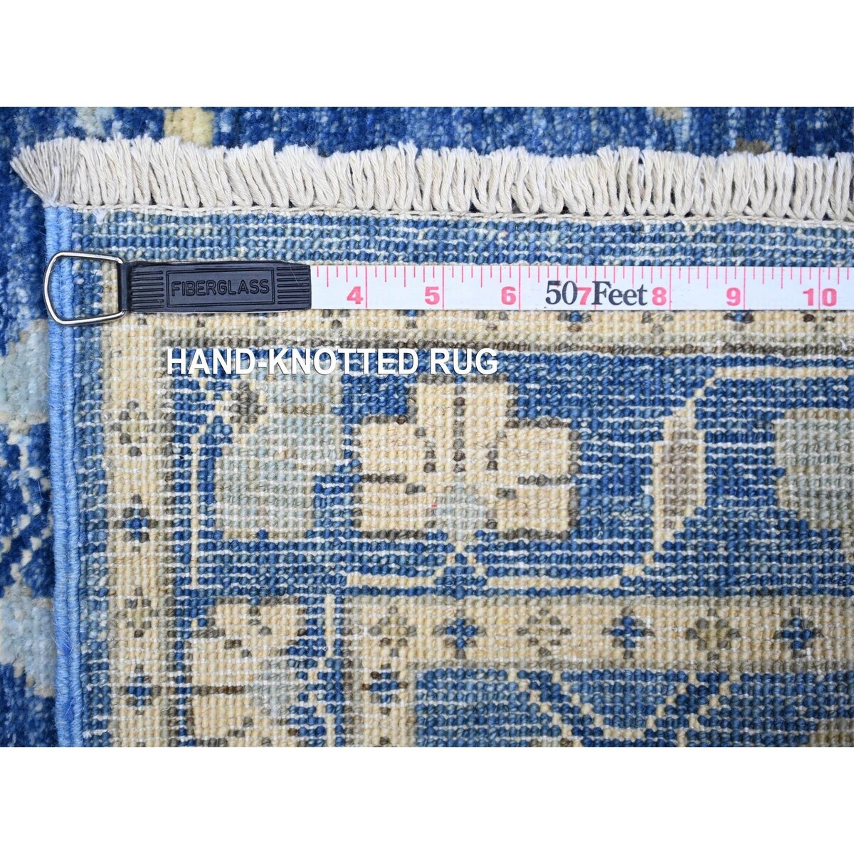 Shahbanu Rugs Byzantine and Brewers Blue 100% Wool Hand Knotted Peshawar with Sultanabad All Over Design Rug (2'9" x 6'0")