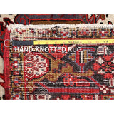 Shahbanu Rugs Cardinals Red Worn Wool Hand Knotted Semi Antique Persian Heriz Good Condition Rustic Look Rug (9'8" x 13'0")