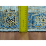 Shahbanu Rugs Celeste Blue Pure Wool Shah Abbas Floral Vein Design Hand Knotted XL Runner Oriental Agra Rug (2'8"x29'10")
