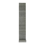 Shahbanu Rugs Cloud Gray Hand Knotted Modern Natural Undyed Wool Tone on Tone Grass Design XL Runner Oriental Rug (2'4"x27'9")