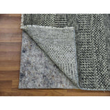 Shahbanu Rugs Cloud Gray Hand Knotted Modern Natural Undyed Wool Tone on Tone Grass Design XL Runner Oriental Rug (2'4"x27'9")