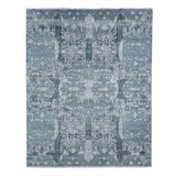 Shahbanu Rugs Cloud Gray, Wool and Pure Silk, Jewellery Design, Hand Knotted, Oriental Rug (7'10"x10') - 7'10" x 10'
