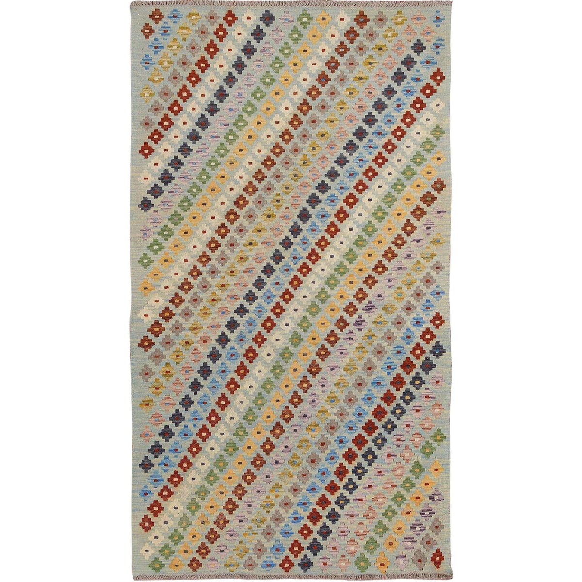 Shahbanu Rugs Colorful Afghan Reversible Kilim Vegetable Dyes Pure Wool Hand Woven Oriental Rug (3'5" x 6'4") - 3'5" x 6'4"