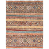 Shahbanu Rugs Colorful Afghan Super Kazak with Khorjin Design Natural Dyes Pure Wool Hand Knotted Oriental Rug (8'10" x 11'3")