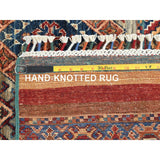 Shahbanu Rugs Colorful Afghan Super Kazak with Khorjin Design Natural Dyes Pure Wool Hand Knotted Oriental Rug (8'10" x 11'3")