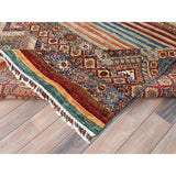 Shahbanu Rugs Colorful Afghan Super Kazak with Khorjin Design Natural Dyes Pure Wool Hand Knotted Oriental Rug (8'10" x 11'3")