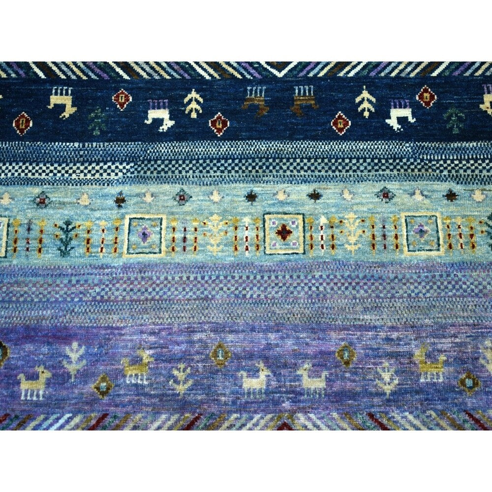 Shahbanu Rugs Colorful Kashkuli Gabbeh Pure Wool Hand-Knotted Oriental Rug (6'0" x 9'2") - 6'0" x 9'2"