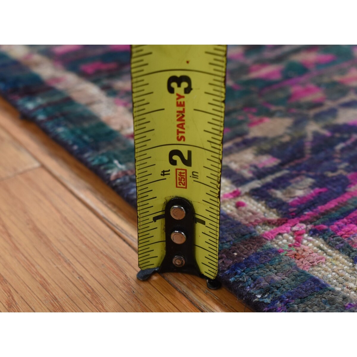 Shahbanu Rugs Colorful, Mamluk Design, Sari Silk with Textured Wool, XL Runner, Hand Knotted, Oriental Rug (3'1"x16'1")