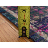 Shahbanu Rugs Colorful, Mamluk Design, Sari Silk with Textured Wool, XL Runner, Hand Knotted, Oriental Rug (3'1"x16'1")