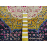 Shahbanu Rugs Colorful, Mamluk Design, Sari Silk with Textured Wool, XL Runner, Hand Knotted, Oriental Rug (3'1"x16'1")