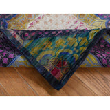 Shahbanu Rugs Colorful, Mamluk Design, Sari Silk with Textured Wool, XL Runner, Hand Knotted, Oriental Rug (3'1"x16'1")
