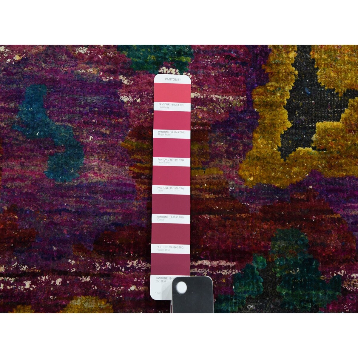 Shahbanu Rugs Colorful, Modern All Over Design, Sari Silk Hand Knotted, Oriental Rug (10'0" x 14'0") - 10'0" x 14'0"