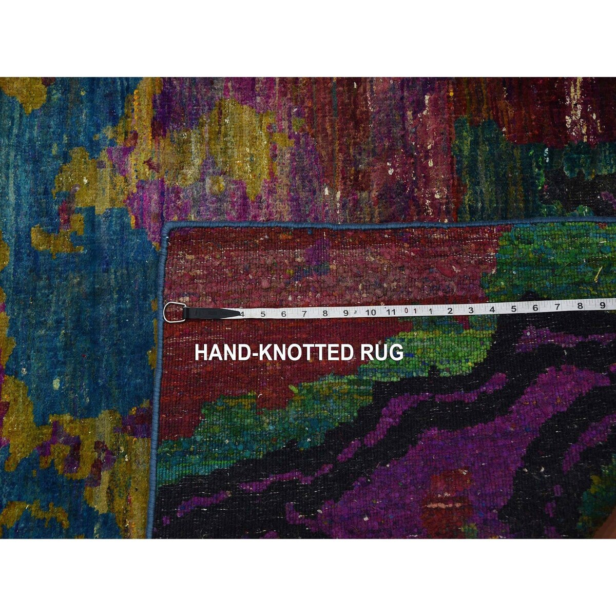 Shahbanu Rugs Colorful, Modern All Over Design, Sari Silk Hand Knotted, Oriental Rug (10'0" x 14'0") - 10'0" x 14'0"