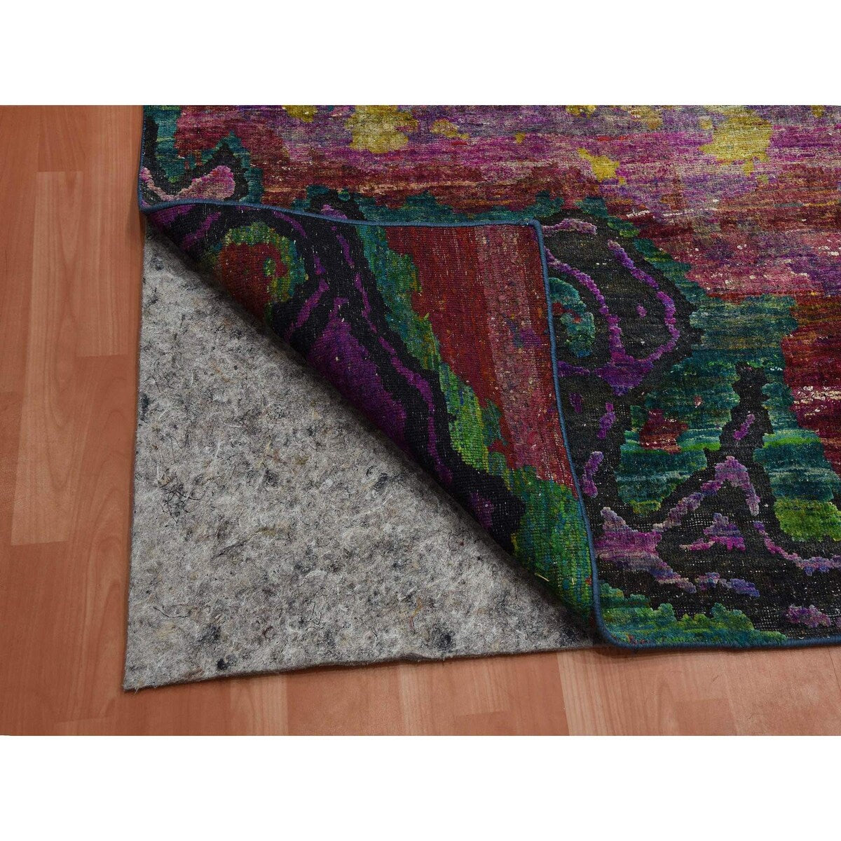 Shahbanu Rugs Colorful, Modern All Over Design, Sari Silk Hand Knotted, Oriental Rug (10'0" x 14'0") - 10'0" x 14'0"
