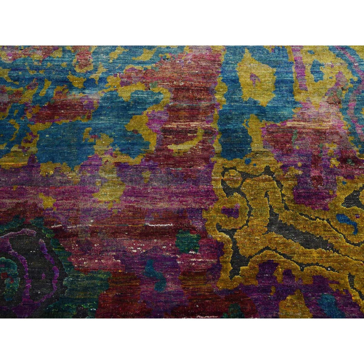 Shahbanu Rugs Colorful, Modern All Over Design, Sari Silk Hand Knotted, Oriental Rug (10'0" x 14'0") - 10'0" x 14'0"