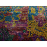 Shahbanu Rugs Colorful, Modern All Over Design, Sari Silk Hand Knotted, Oriental Rug (10'0" x 14'0") - 10'0" x 14'0"