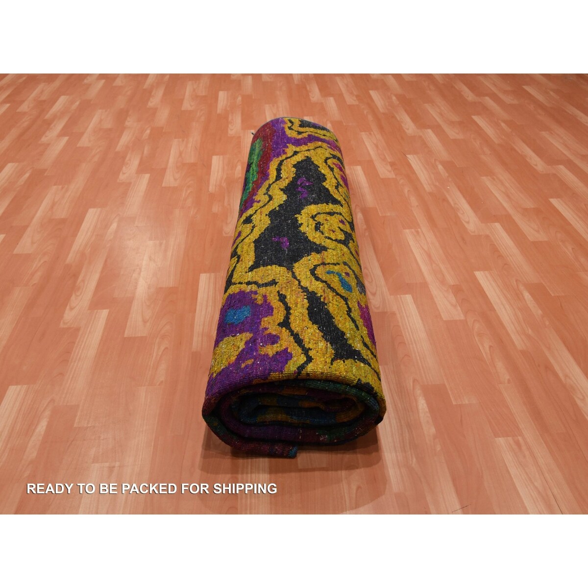 Shahbanu Rugs Colorful, Modern All Over Design, Sari Silk Hand Knotted, Oriental Rug (10'0" x 14'0") - 10'0" x 14'0"
