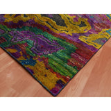 Shahbanu Rugs Colorful, Modern All Over Design, Sari Silk Hand Knotted, Oriental Rug (10'0" x 14'0") - 10'0" x 14'0"